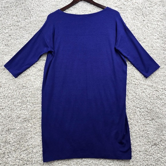Eileen Fisher Dress Womens Small Petite Blue Dolman Sleeve Shift Knit Minimalist - Picture 8 of 12